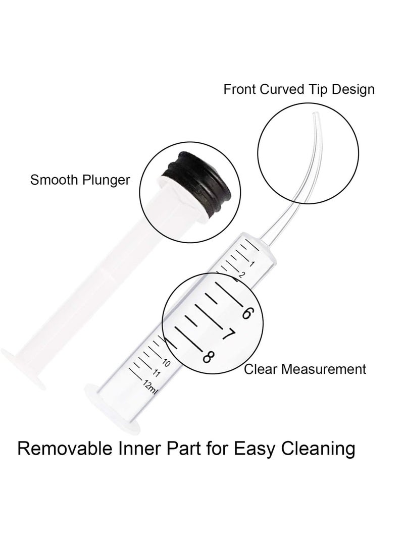SYOSI - 6 Pack 12ml with Curved Tip Dental Irrigation Syringe for Rinse Oral Care, Tonsil Stone Jet Liquid Injection, Oil, Glue, Lab Pet Feeding (with Clear Measurements) - Image 1