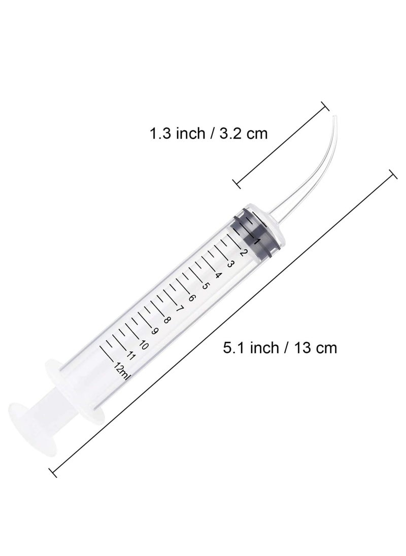 SYOSI - 6 Pack 12ml with Curved Tip Dental Irrigation Syringe for Rinse Oral Care, Tonsil Stone Jet Liquid Injection, Oil, Glue, Lab Pet Feeding (with Clear Measurements) - Image 1