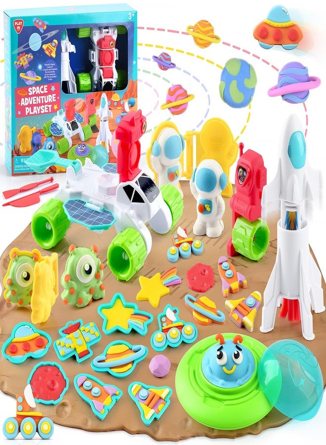 PLAY Color Dough Sets for Kids, Space Planets Theme Sensory Dough Tool Set for Kids Ages 4-8 with 20 Pcs Accessories Astronaut, Robot and Alien Space Sensory Kit, Gift Toys for Boys Girls - Image 1
