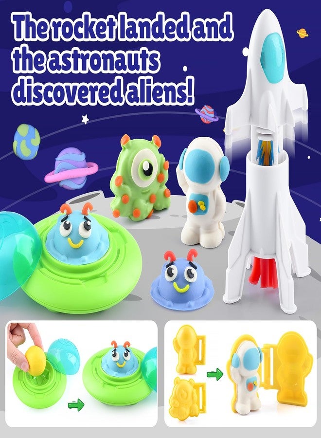 PLAY Color Dough Sets for Kids, Space Planets Theme Sensory Dough Tool Set for Kids Ages 4-8 with 20 Pcs Accessories Astronaut, Robot and Alien Space Sensory Kit, Gift Toys for Boys Girls - Image 4