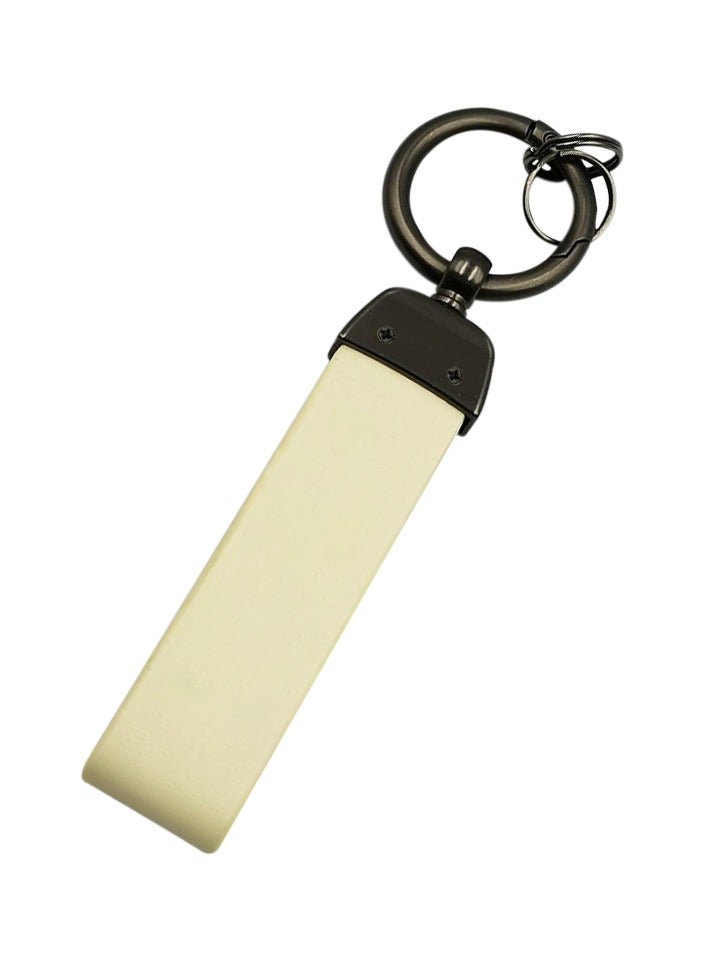 Nissan Car Key Chain Super Finish Metal Ring PU Leather Strap Keychain Home Key Chain Car Keychain NISSAN - 1Pcs Beige  - Image 2