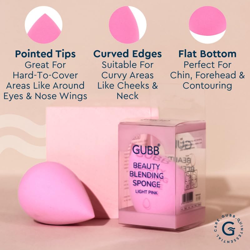 GUBB Professional Mini Makeup Sponge Beauty Blender Cosmetic Blending Tool for Liquid Cream Powder Beauty Products Egg shape Face Sponge Puff Pack of 3 Light Pink - Image 4