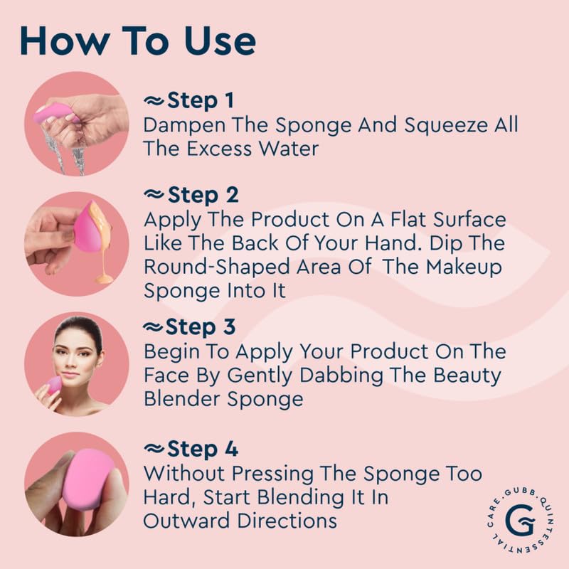 GUBB Professional Mini Makeup Sponge Beauty Blender Cosmetic Blending Tool for Liquid Cream Powder Beauty Products Egg shape Face Sponge Puff Pack of 3 Light Pink - Image 5