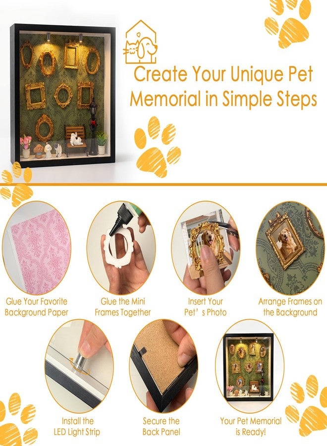 Kasmena DIY Pet Memorial Shadow Box Frame Kit - Cherish Your Beloved Pet Memories, Custom Photo Display with Mini Gold Frames & Pet Figurines, Pet Loss Memorial Keepsake for Dog Cat Owners - Image 5