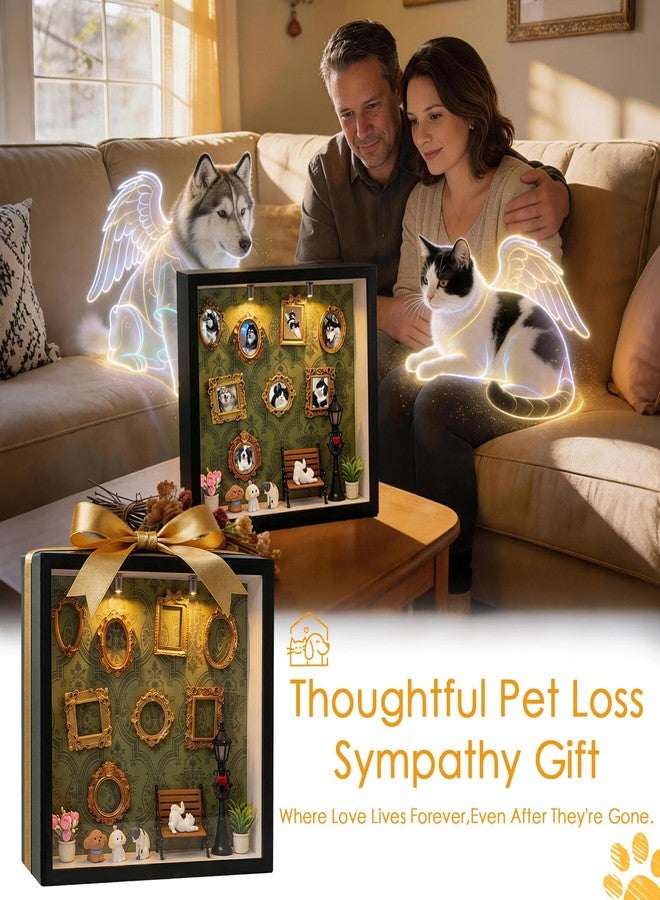 Kasmena DIY Pet Memorial Shadow Box Frame Kit - Cherish Your Beloved Pet Memories, Custom Photo Display with Mini Gold Frames & Pet Figurines, Pet Loss Memorial Keepsake for Dog Cat Owners - Image 3