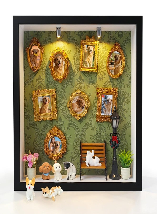 Kasmena DIY Pet Memorial Shadow Box Frame Kit - Cherish Your Beloved Pet Memories, Custom Photo Display with Mini Gold Frames & Pet Figurines, Pet Loss Memorial Keepsake for Dog Cat Owners - Image 1