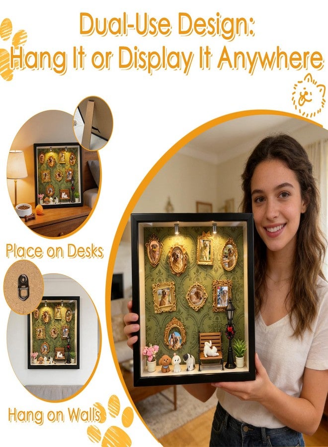 Kasmena DIY Pet Memorial Shadow Box Frame Kit - Cherish Your Beloved Pet Memories, Custom Photo Display with Mini Gold Frames & Pet Figurines, Pet Loss Memorial Keepsake for Dog Cat Owners - Image 4
