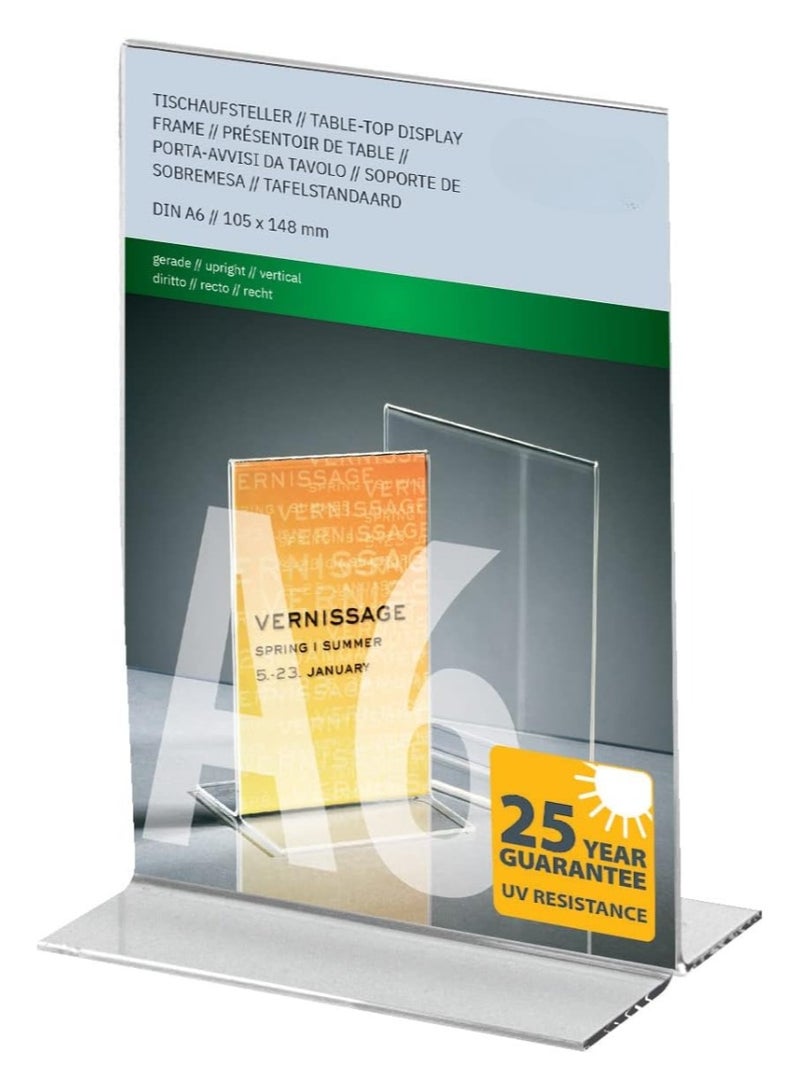 TPGP حامل لافتات TA226، عمودي، ل A6، عرض مزدوج الجوانب، أكريليك، شفاف، 1 قطعة. - Image 1