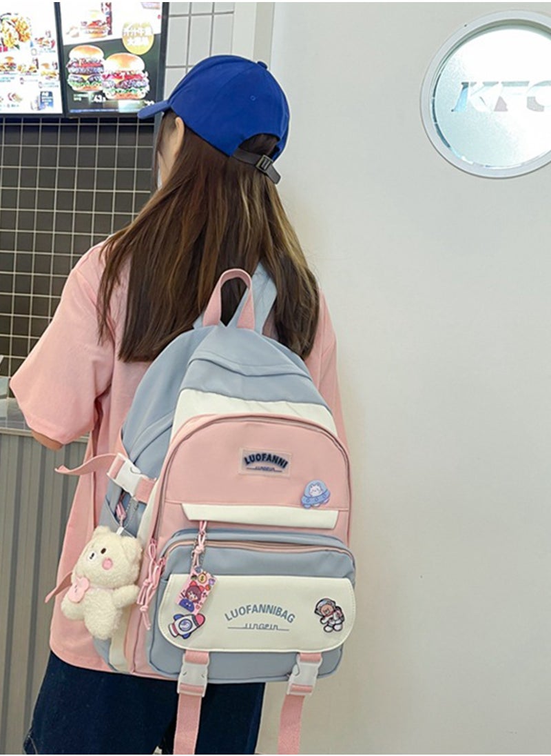 ETG - Large Capacity Student Simple Backpack with 4 Badges 31*15*44CM - Image 1