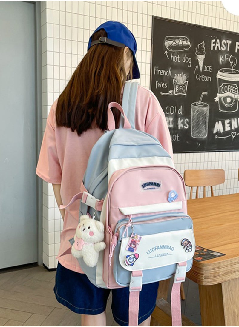 ETG - Large Capacity Student Simple Backpack with 4 Badges 31*15*44CM - Image 1
