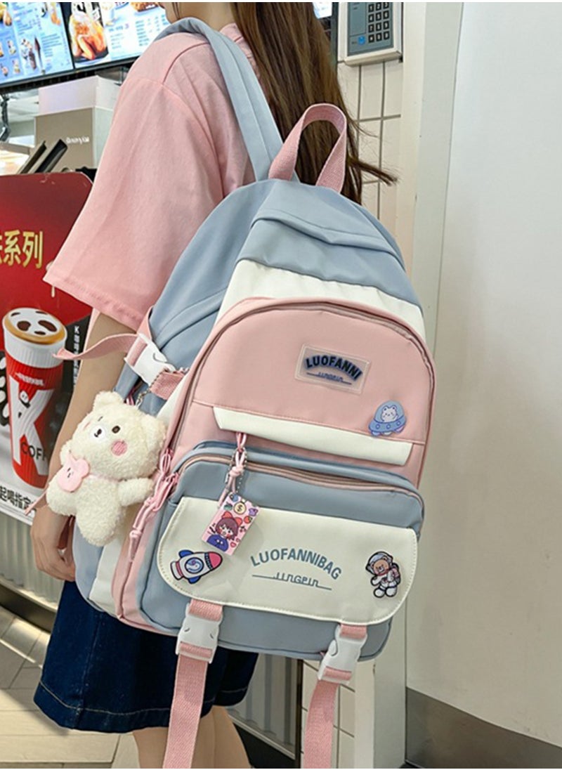 ETG - Large Capacity Student Simple Backpack with 4 Badges 31*15*44CM - Image 1