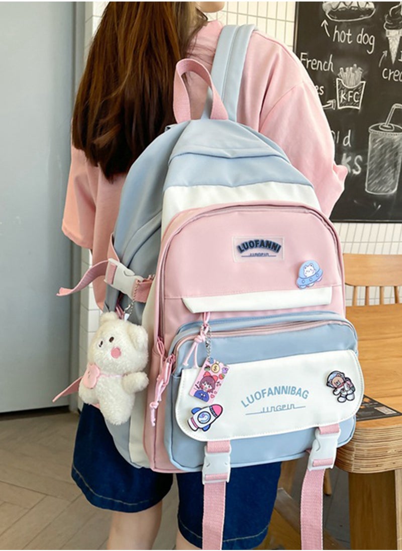 ETG - Large Capacity Student Simple Backpack with 4 Badges 31*15*44CM - Image 1