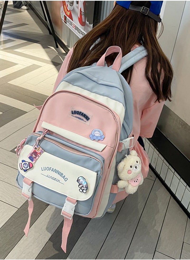ETG - Large Capacity Student Simple Backpack with 4 Badges 31*15*44CM - Image 1