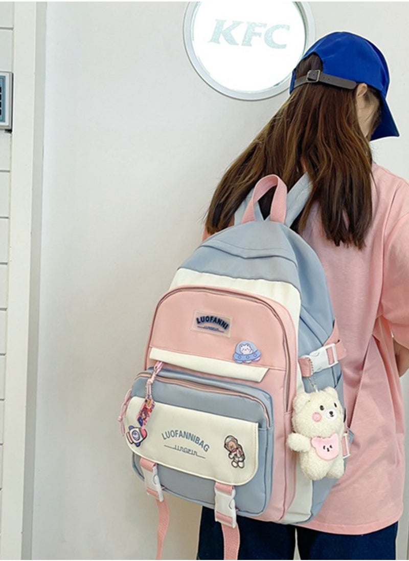 ETG - Large Capacity Student Simple Backpack with 4 Badges 31*15*44CM - Image 1