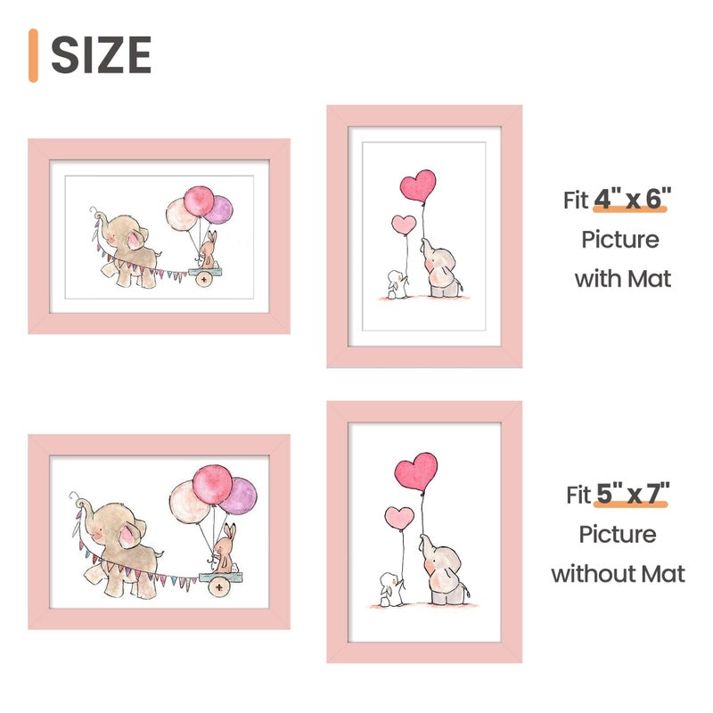 upsimples upsimples 5x7 Picture Frame  Display Pictures 4x6 with Mat or 5 x 7 Without  Wall Hanging Photo Frames  Pink  1 Pack - Image 3