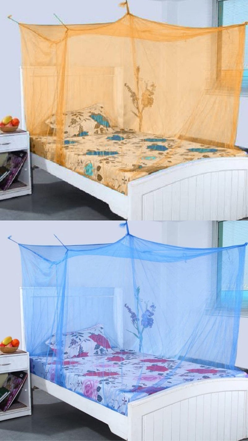Neekshaa Combo Pack Mosquito Net for Single Bed Nylon Mosquito Net for Baby | Bedroom | Family_Size-6x3 FT_Color-Orange,Blue - Image 1