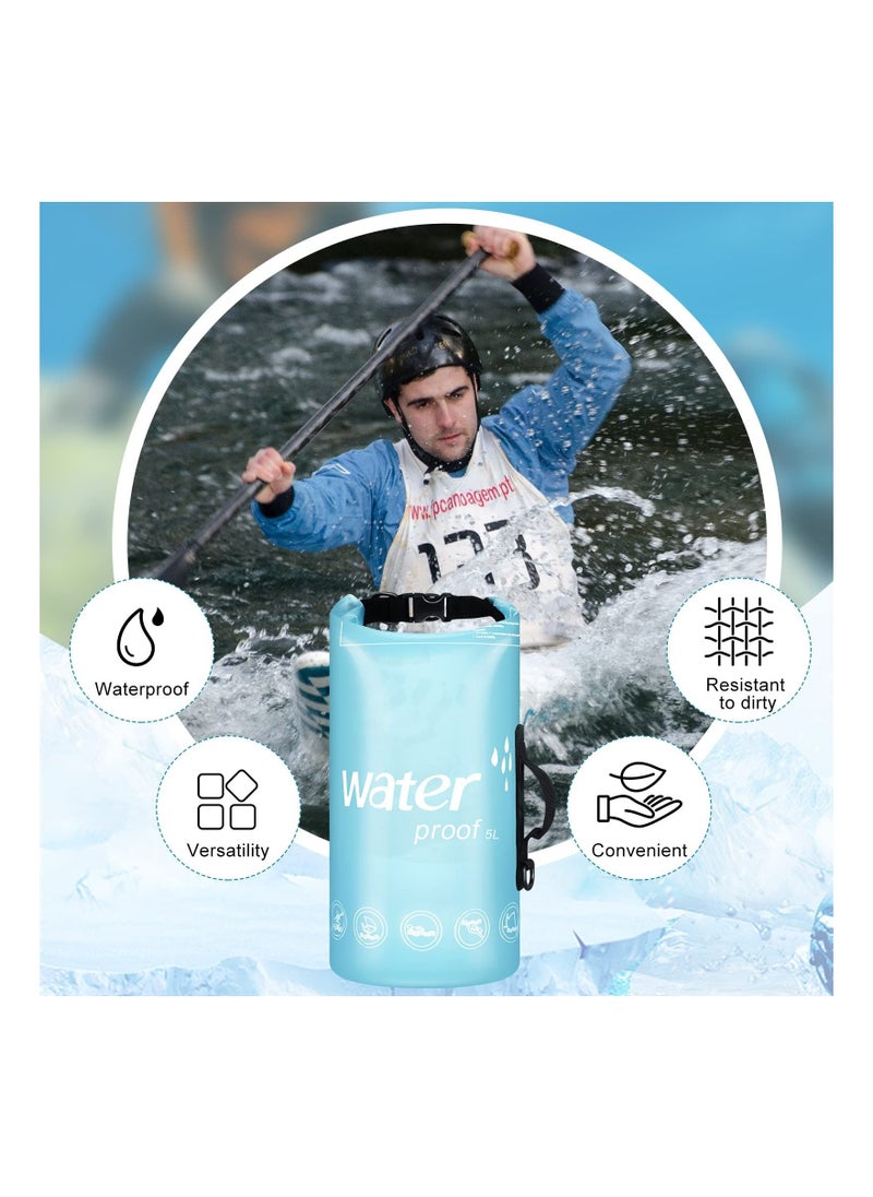 SYOSI Waterproof Dry Bag, 3PCS 5L Roll Top Transparent Dry Storage Bag Backpack, Lightweight Dry Pack, Storage Man Women Beach Swimming Bag for Travel Boating Kayaking Camping Beach Fishing Surfing  - Image 2