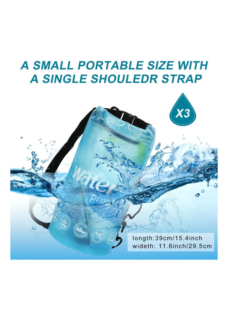 SYOSI Waterproof Dry Bag, 3PCS 5L Roll Top Transparent Dry Storage Bag Backpack, Lightweight Dry Pack, Storage Man Women Beach Swimming Bag for Travel Boating Kayaking Camping Beach Fishing Surfing  - Image 3