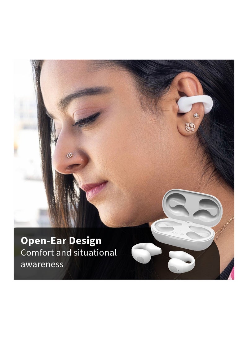 Swiss Military Delta Active Noise Cancelling Earbuds - Air Conduction Technology, Smart Touch Sensors, 100 Precise Power Indicator, 5 Hr Music Time, Compatible with Android/iOS - White