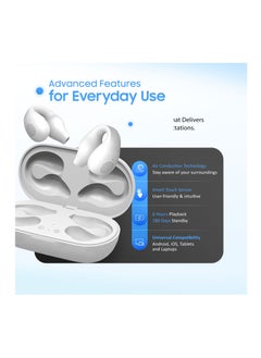 SWISS MILITARY Swiss Military Delta Active Noise Cancelling Earbuds - Air Conduction Technology, Smart Touch Sensors, 100 Precise Power Indicator, 5 Hr Music Time, Compatible with Android/iOS - White  - Image 4