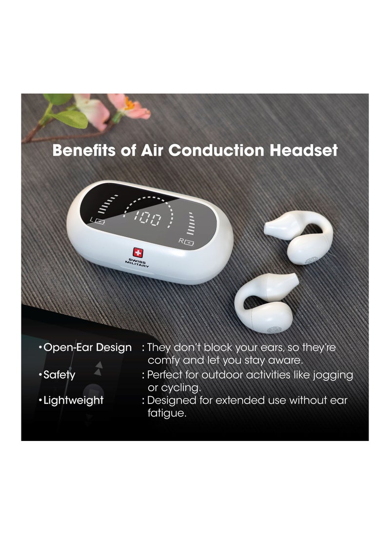 SWISS MILITARY Swiss Military Delta Active Noise Cancelling Earbuds - Air Conduction Technology, Smart Touch Sensors, 100 Precise Power Indicator, 5 Hr Music Time, Compatible with Android/iOS - White  - Image 2