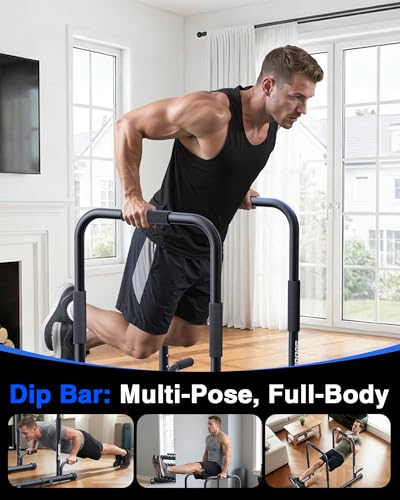 SolidFit 2-in-1 Dip Bar Station - Dip Bars & Push Up Bars Calisthenics Equipment with 420LB Bolt Washer Stable Design Dual Inner Connectors Portable Adjustable for Home Gym Strength Training Black - Image 2
