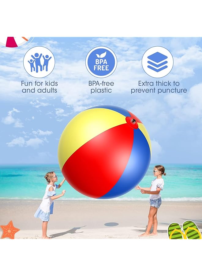 SYOSI Extra Large 78 Inch Rainbow Inflatable Beach Ball Fun Summer Pool Toy For Kids & Adults Perfect For Beach Parties & Outdoor Activities - Image 2