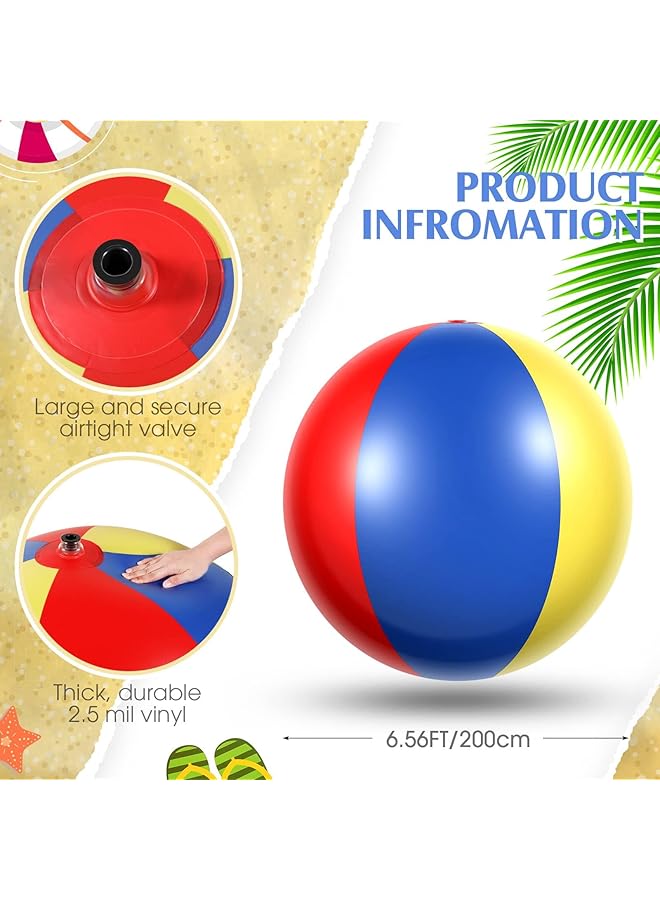 SYOSI Extra Large 78 Inch Rainbow Inflatable Beach Ball Fun Summer Pool Toy For Kids & Adults Perfect For Beach Parties & Outdoor Activities - Image 3