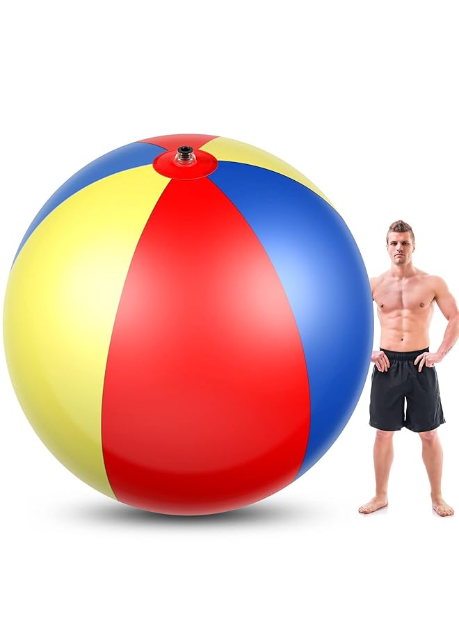 SYOSI Extra Large 78 Inch Rainbow Inflatable Beach Ball Fun Summer Pool Toy For Kids & Adults Perfect For Beach Parties & Outdoor Activities - Image 1