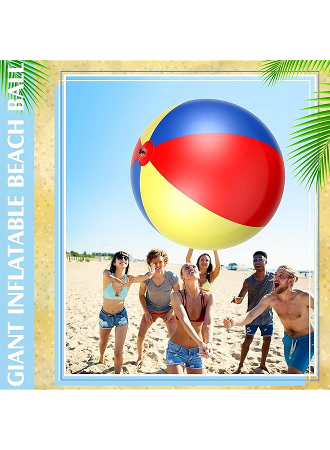 SYOSI Extra Large 78 Inch Rainbow Inflatable Beach Ball Fun Summer Pool Toy For Kids & Adults Perfect For Beach Parties & Outdoor Activities - Image 5
