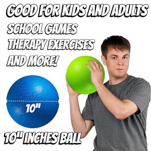 PlayBolt 10 Inch Kickball Playground Balls - (Pack of 6) Inflatable Rubber Indoor Outdoor Bouncy Balls for Adults & Kids - Dodgeballs, Kickballs, Four Square and Handballs for School, Gym, with Hand Pump - Image 3