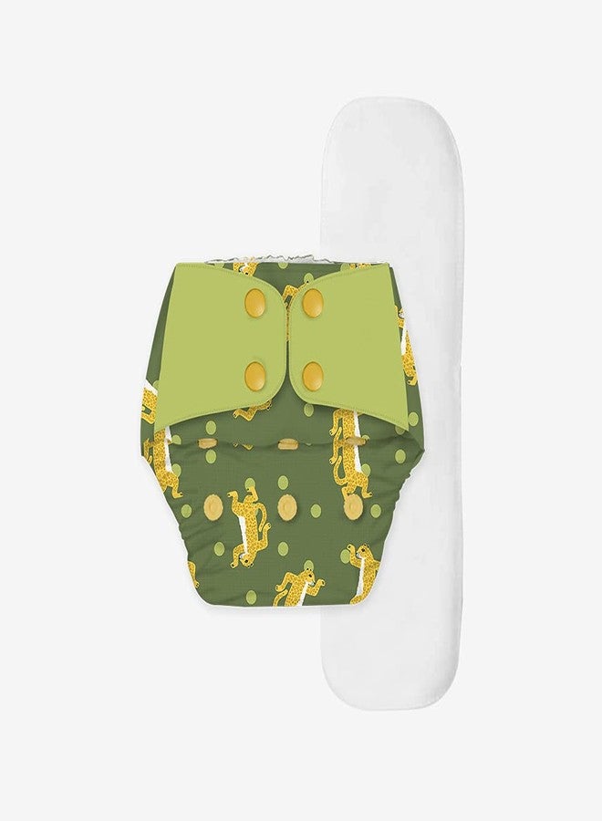 SNUGKINS Regular Cloth Diapers for Babies 3 Months-3 Years (5-17kg) | Washable & Reusable | 1 Cloth Diaper & 1 Wet-Free Microfiber Terry Soaker | Disco Sheru - Image 1