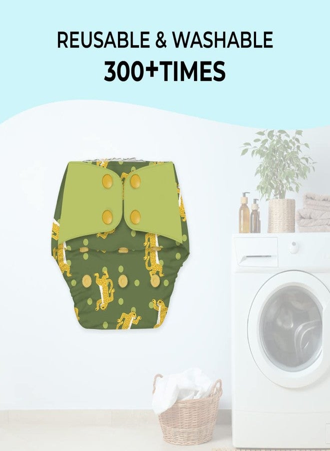 SNUGKINS Regular Cloth Diapers for Babies 3 Months-3 Years (5-17kg) | Washable & Reusable | 1 Cloth Diaper & 1 Wet-Free Microfiber Terry Soaker | Disco Sheru - Image 3