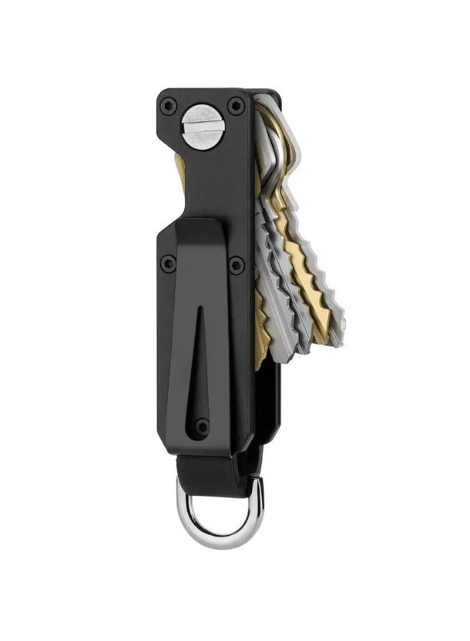 SARAOONT Compact Key Organizer Holder for Up to 6 Keys with Pocket Clip and Car Key Ring Anti Slip Metal Design - Image 1