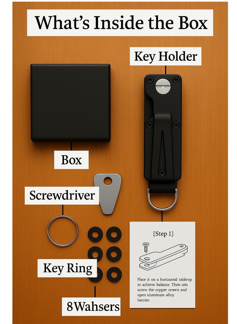 SARAOONT Compact Key Organizer Holder for Up to 6 Keys with Pocket Clip and Car Key Ring Anti Slip Metal Design - Image 2