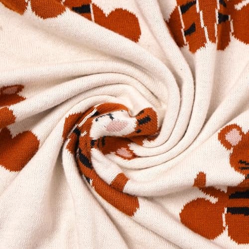 TIDY SLEEP 100% Cotton Knitted Blanket for New Born Baby, Soft and Breathable Quilt Wrapper for New Born Boy & Girl | Size 100 cm x 80 cm, 0 to 18 Month (Tiger Print) - Image 5