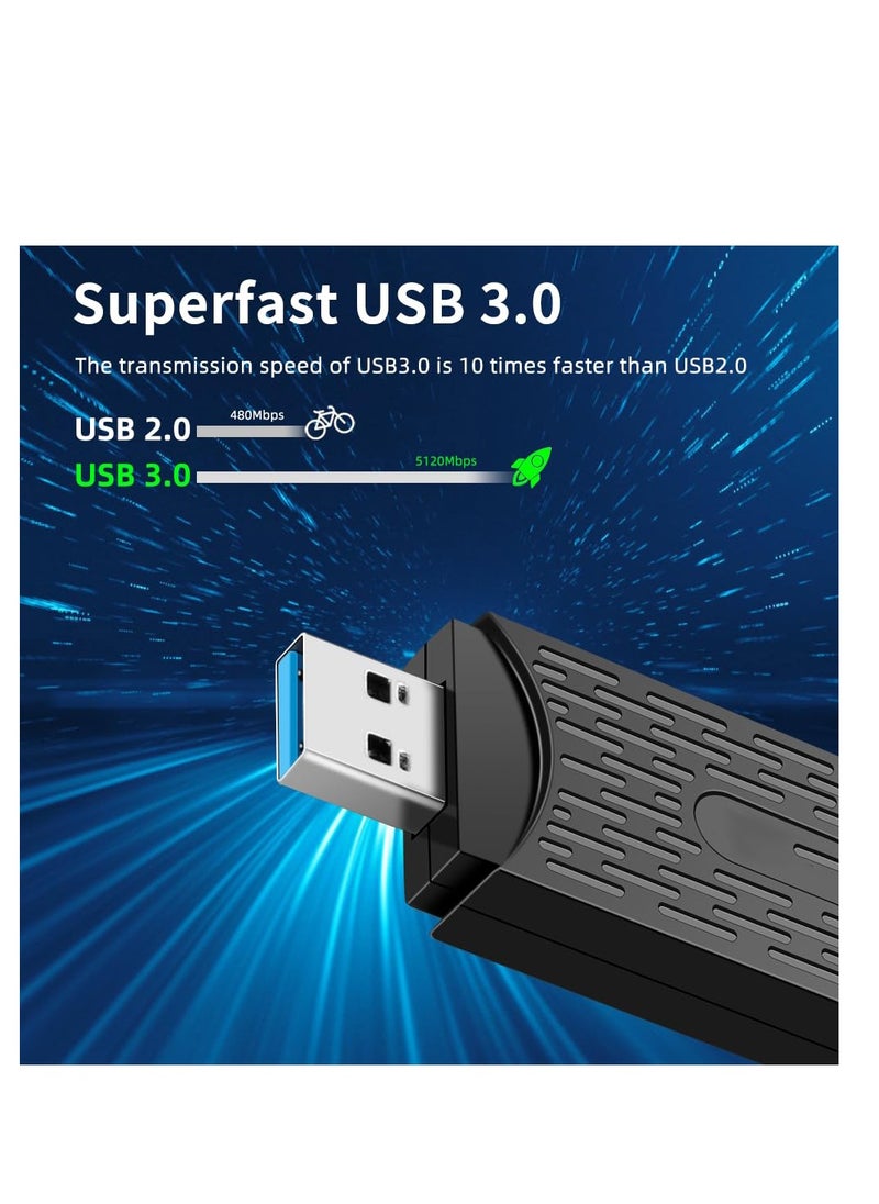 SYOSI محول واي فاي، محول واي فاي USB AX1800 لأجهزة الكمبيوتر المكتبية، إنترنت لاسلكي، محول لاسلكي USB 3.0 لأجهزة الكمبيوتر المحمولة، يدعم Windows 10/11، محولات شبكة الكمبيوتر USB  - Image 4
