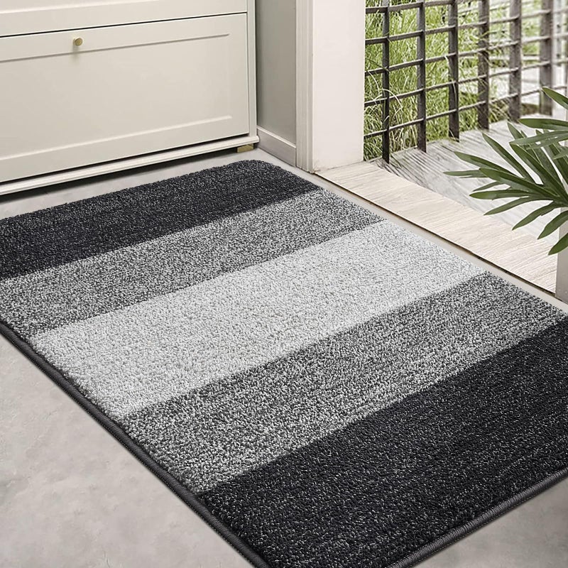 Kitinjoy Indoor Outdoor Door Mat 36x24 NonSlip Absorbent Dirt Trapper LowProfile Washable Inside Entrance Front Floor Mat Sturdy Soft Entry Doormats for Entryway Grey
