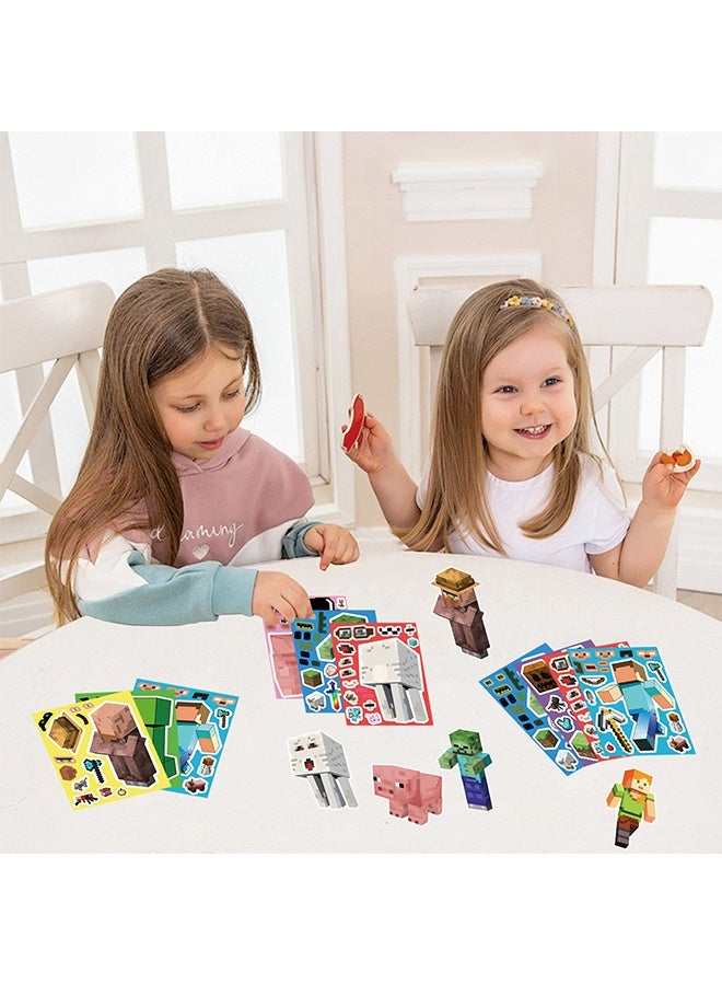 MINECRAFT Stickers for Kids 8 Sheets Make a Face Stickers, DIY Craft Set for Party Favors, Birthday Gifts, Art Projects, and Fun Activities, Miner Gaming Theme Stickers for Boys and Girls - Image 4