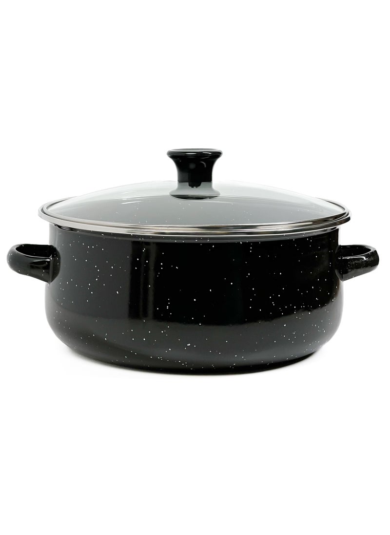 HTH - Set of 5 Enamel Cookware Pots with Lid Set Non Stick Coating with Stainless Steel Welt & Dual Handle Non Stick Enamel Dutch Oven for Bread Baking Cooking Soup Dutch Oven - Image 1