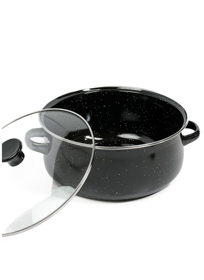 HTH - Set of 5 Enamel Cookware Pots with Lid Set Non Stick Coating with Stainless Steel Welt & Dual Handle Non Stick Enamel Dutch Oven for Bread Baking Cooking Soup Dutch Oven - Image 1