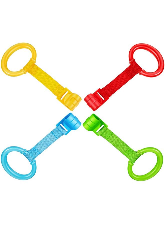 Skylety 4 Pieces Baby Stand Up Walker Tool Ring For Playpen Toddler Crib Hooks General Use Toddler Training Ring Baby Toys Bed Rings For Baby Stand Up (Yellow Red Green Blue) - Image 2