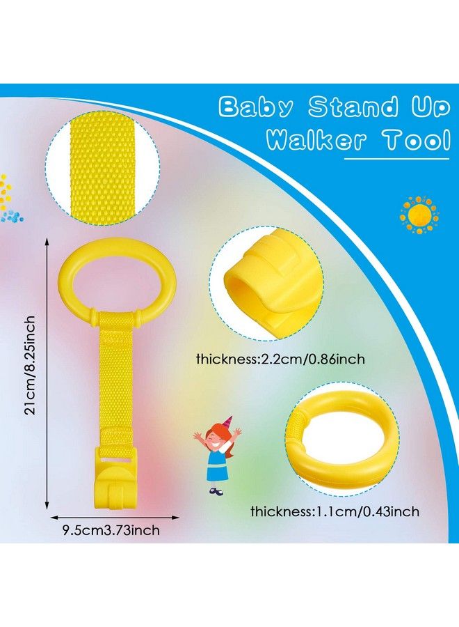 Skylety 4 Pieces Baby Stand Up Walker Tool Ring For Playpen Toddler Crib Hooks General Use Toddler Training Ring Baby Toys Bed Rings For Baby Stand Up (Yellow Red Green Blue) - Image 3