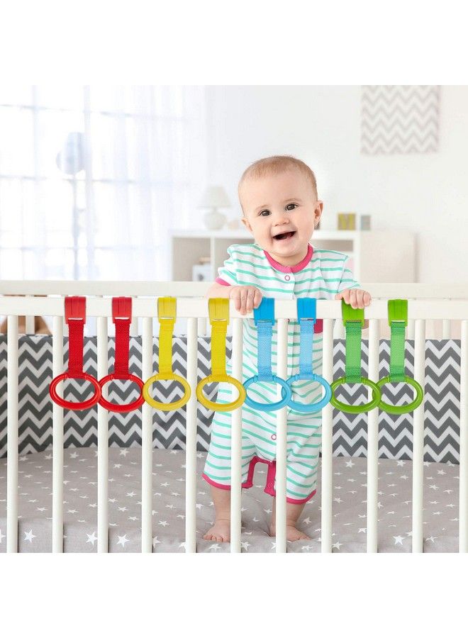Skylety 4 Pieces Baby Stand Up Walker Tool Ring For Playpen Toddler Crib Hooks General Use Toddler Training Ring Baby Toys Bed Rings For Baby Stand Up (Yellow Red Green Blue) - Image 5