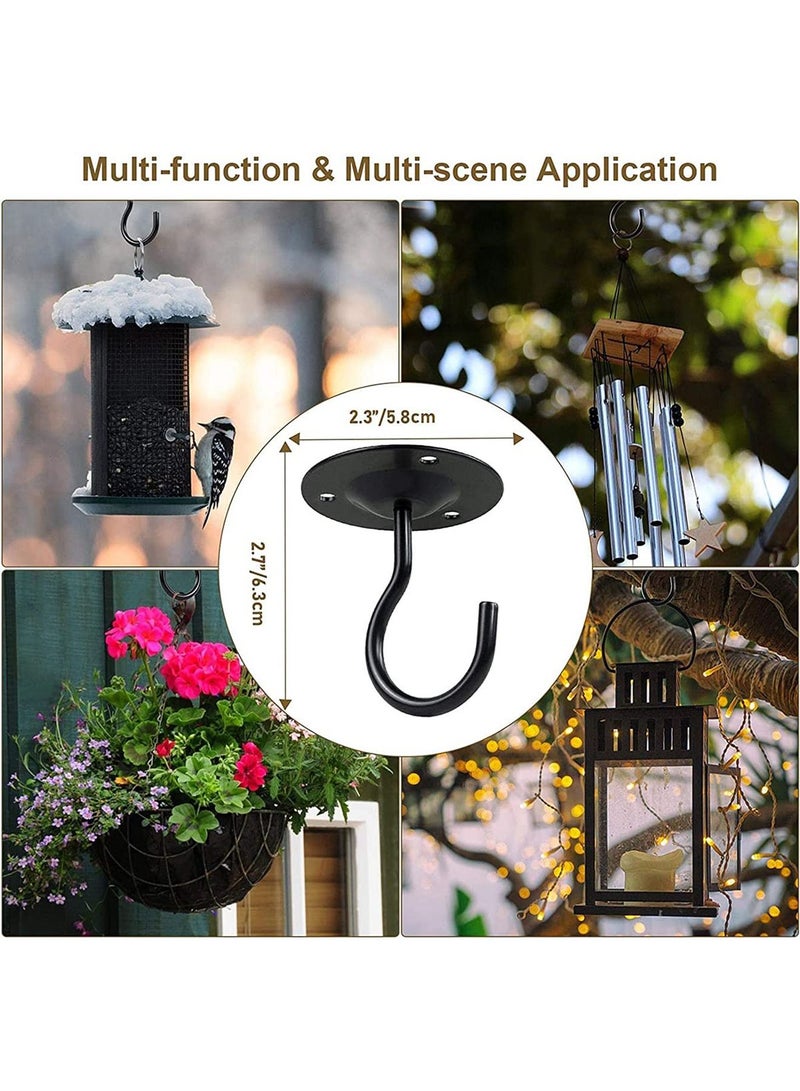 Ceiling Hooks,Premium Heavy Duty Metal Hangers, Wall Mount Hangers for Hanging Bird Feeders, Planters, Lanterns, Artworks, String Lights, Wind Chimes, Baskets, 4PCS Black - Image 5