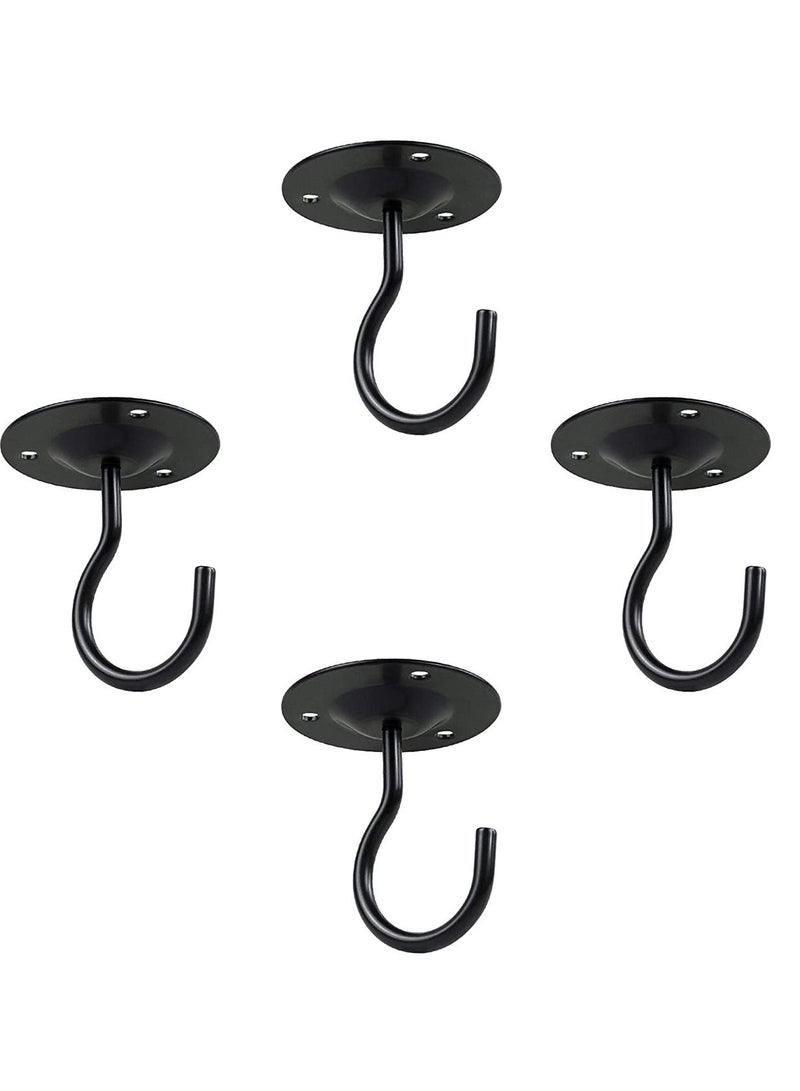 Ceiling Hooks,Premium Heavy Duty Metal Hangers, Wall Mount Hangers for Hanging Bird Feeders, Planters, Lanterns, Artworks, String Lights, Wind Chimes, Baskets, 4PCS Black - Image 1