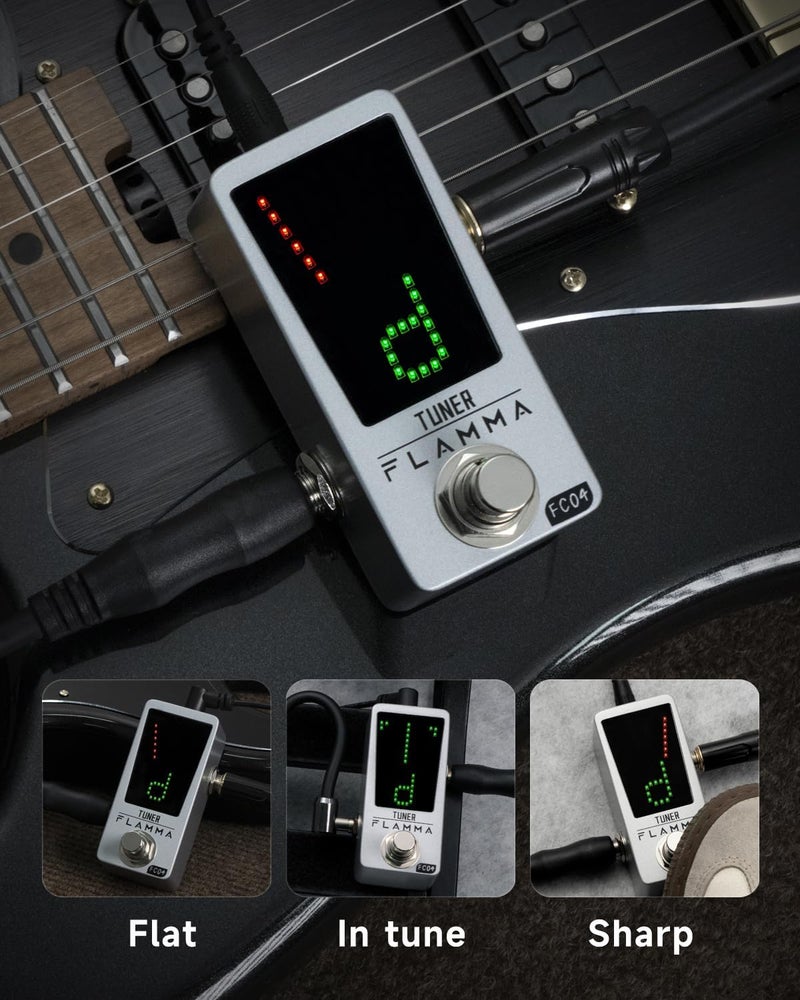 FLAMMA Tuner Pedal FC04 Chromatic Guitar Tuner Pedal, Tuning Pedal for High Precision 1 Cent with Pitch Indicator for Guitar and Bass, True Bypass - Image 3