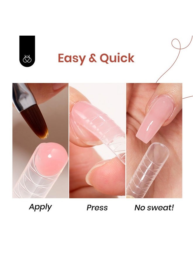beetles Gel Polish Beetles Poly Nail Extension Gel Kit, 4 Colors Pink White Poly Nail Gel Builder Sheer Pink Nail Gel Clear Nail Art Kit with Poly Brush & Slip Solution Nail Salon All In 1 Kit Valentine's Gift for Women  - Image 2