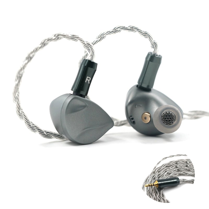 In-Ear Headphones Grey 13mm Dual Cavity Dynamic Driver - 3 Tuner Modes Wired Headset for Sports Music Listening - Image 1