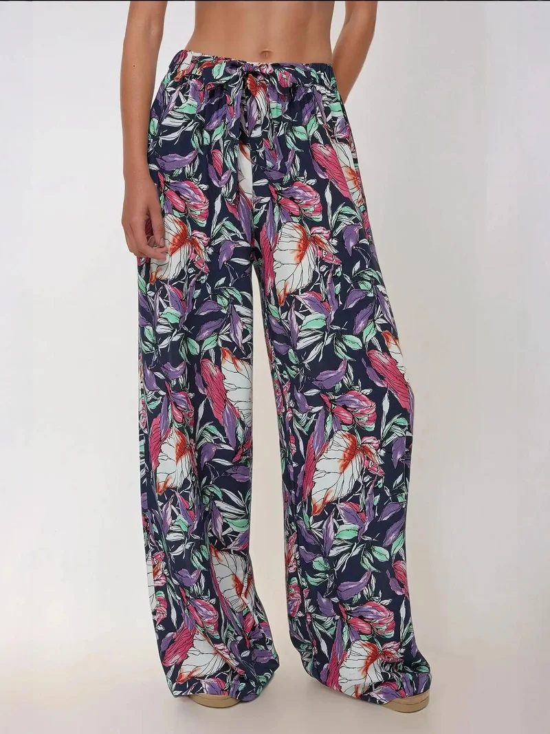 هيكاب بنطلون واسع مطبوع برباط